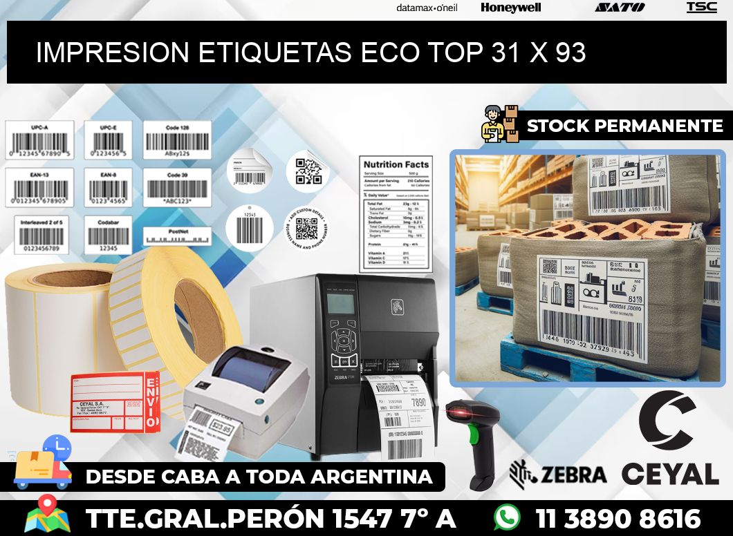 IMPRESION ETIQUETAS ECO TOP 31 x 93