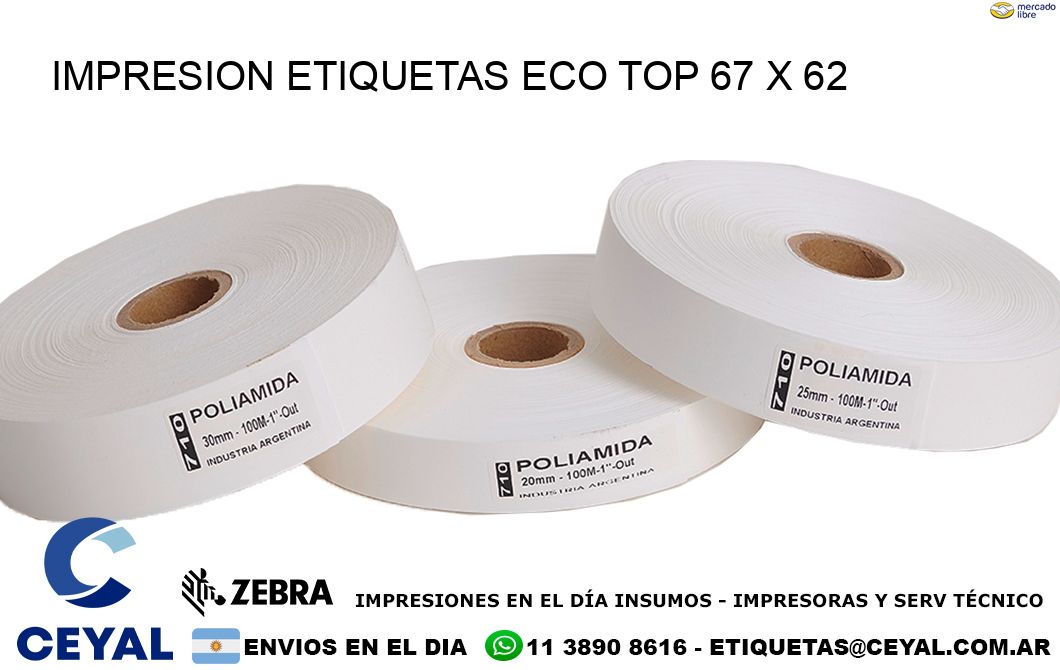 IMPRESION ETIQUETAS ECO TOP 67 x 62