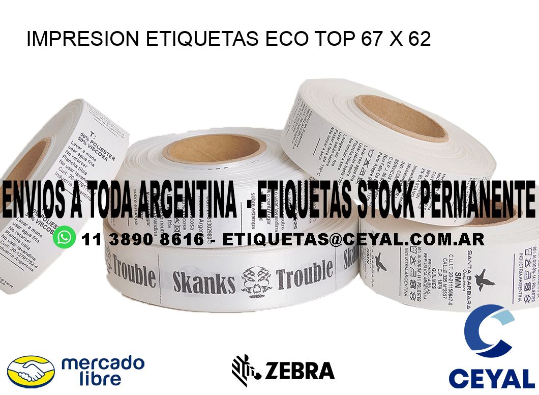 IMPRESION ETIQUETAS ECO TOP 67 x 62