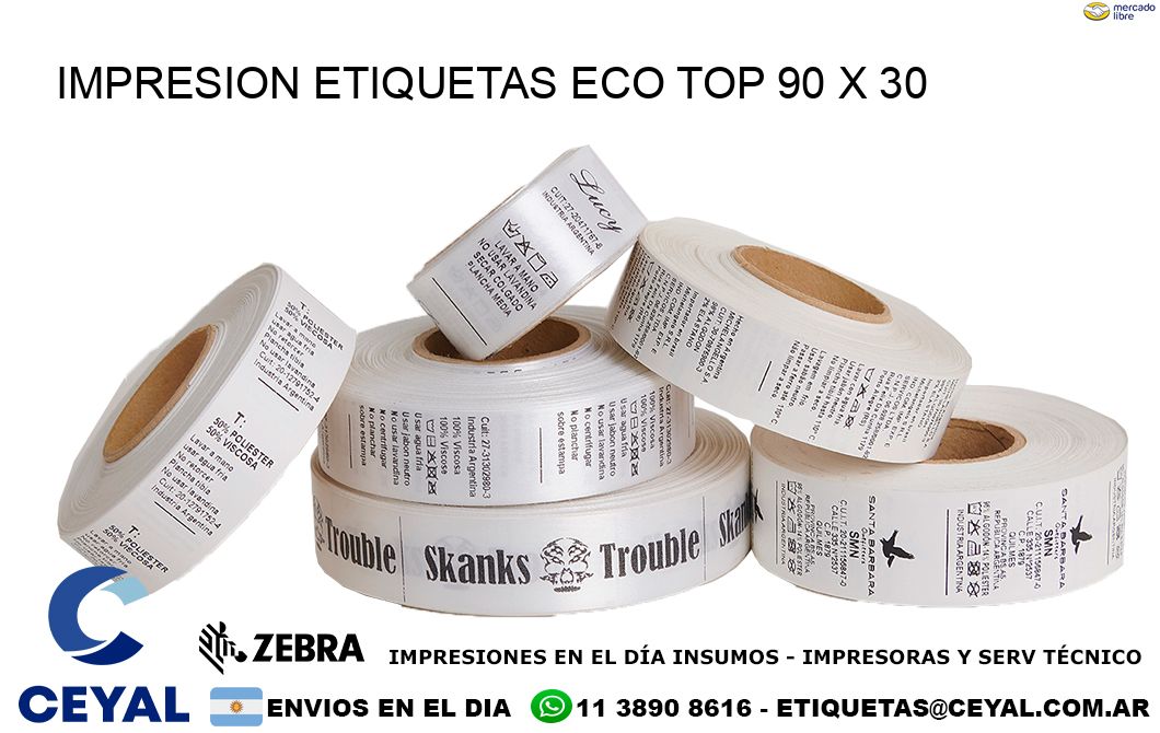 IMPRESION ETIQUETAS ECO TOP 90 x 30