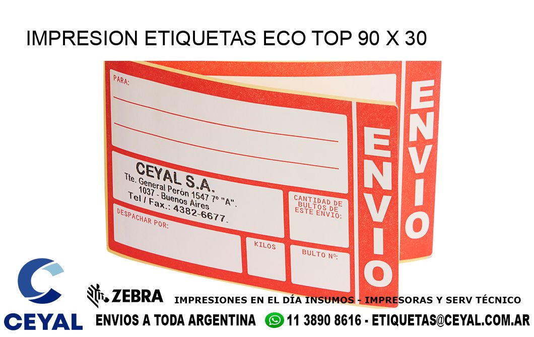 IMPRESION ETIQUETAS ECO TOP 90 x 30