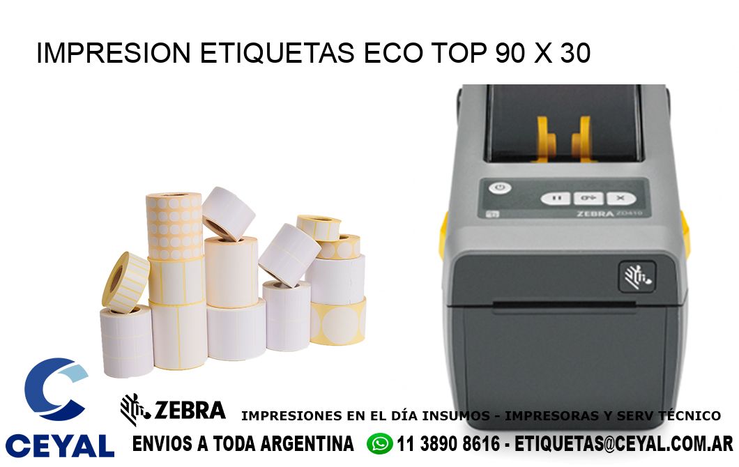 IMPRESION ETIQUETAS ECO TOP 90 x 30