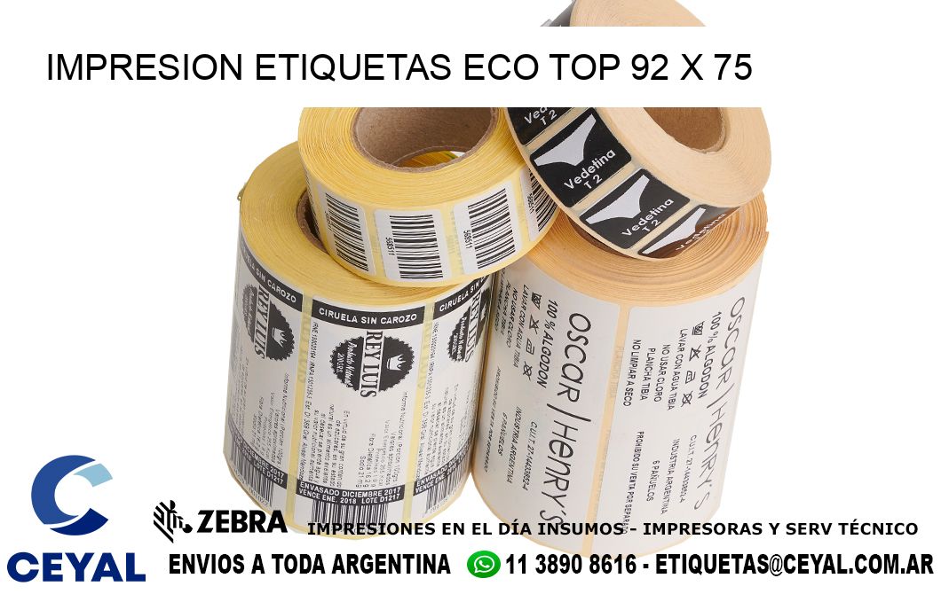 IMPRESION ETIQUETAS ECO TOP 92 x 75