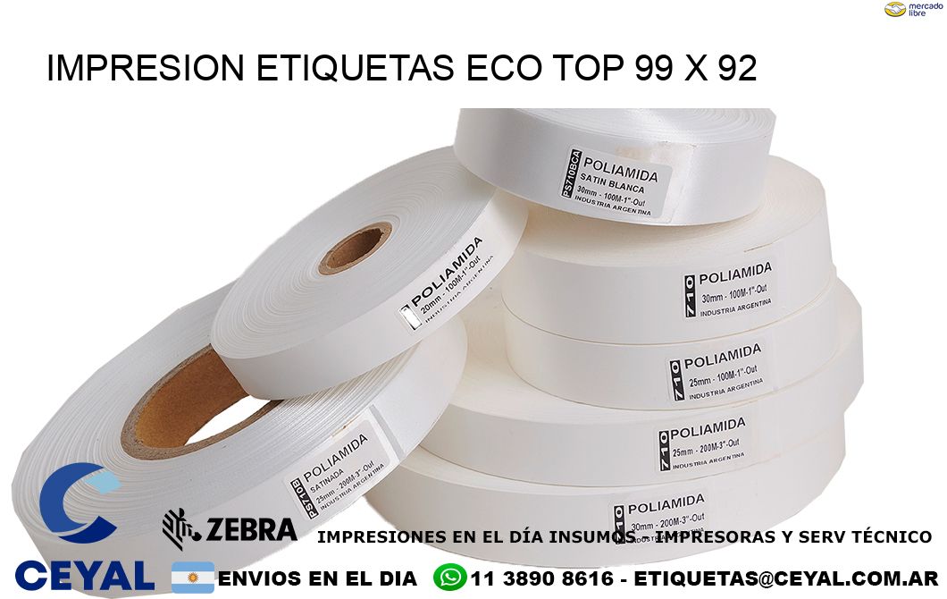 IMPRESION ETIQUETAS ECO TOP 99 x 92