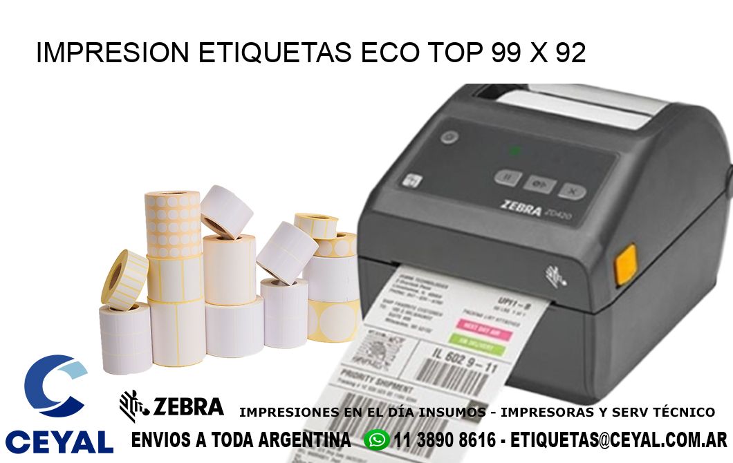 IMPRESION ETIQUETAS ECO TOP 99 x 92