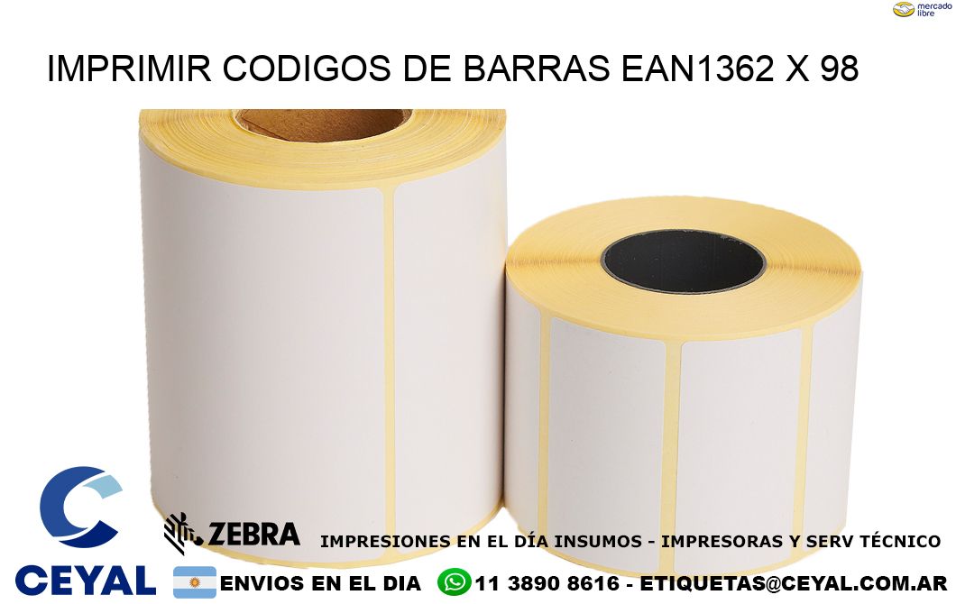 IMPRIMIR CODIGOS DE BARRAS EAN1362 x 98