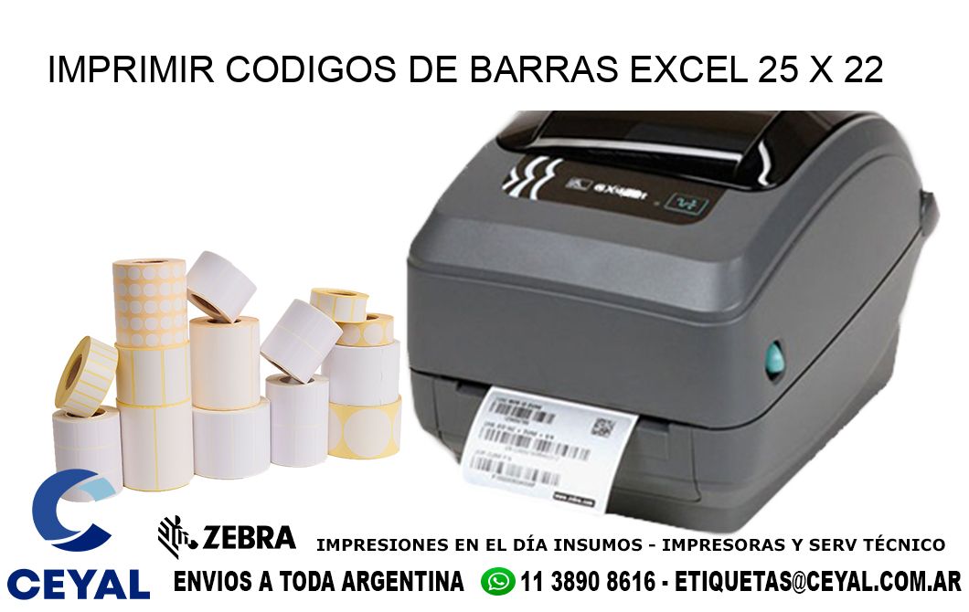 IMPRIMIR CODIGOS DE BARRAS EXCEL 25 x 22