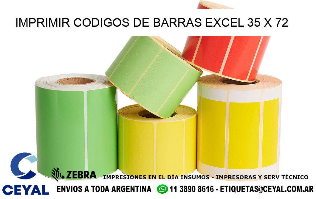 IMPRIMIR CODIGOS DE BARRAS EXCEL 35 x 72