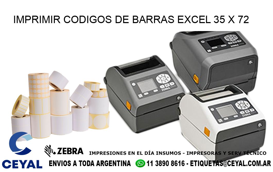 IMPRIMIR CODIGOS DE BARRAS EXCEL 35 x 72