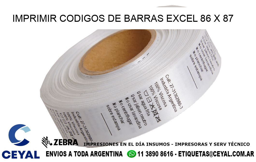 IMPRIMIR CODIGOS DE BARRAS EXCEL 86 x 87