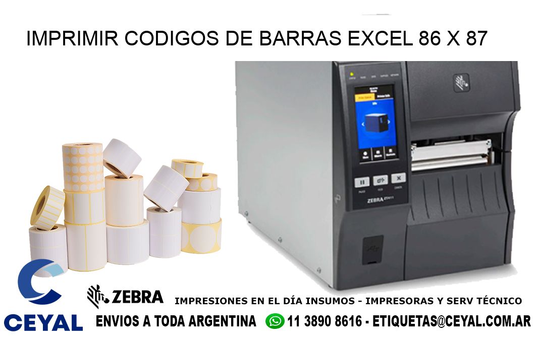 IMPRIMIR CODIGOS DE BARRAS EXCEL 86 x 87