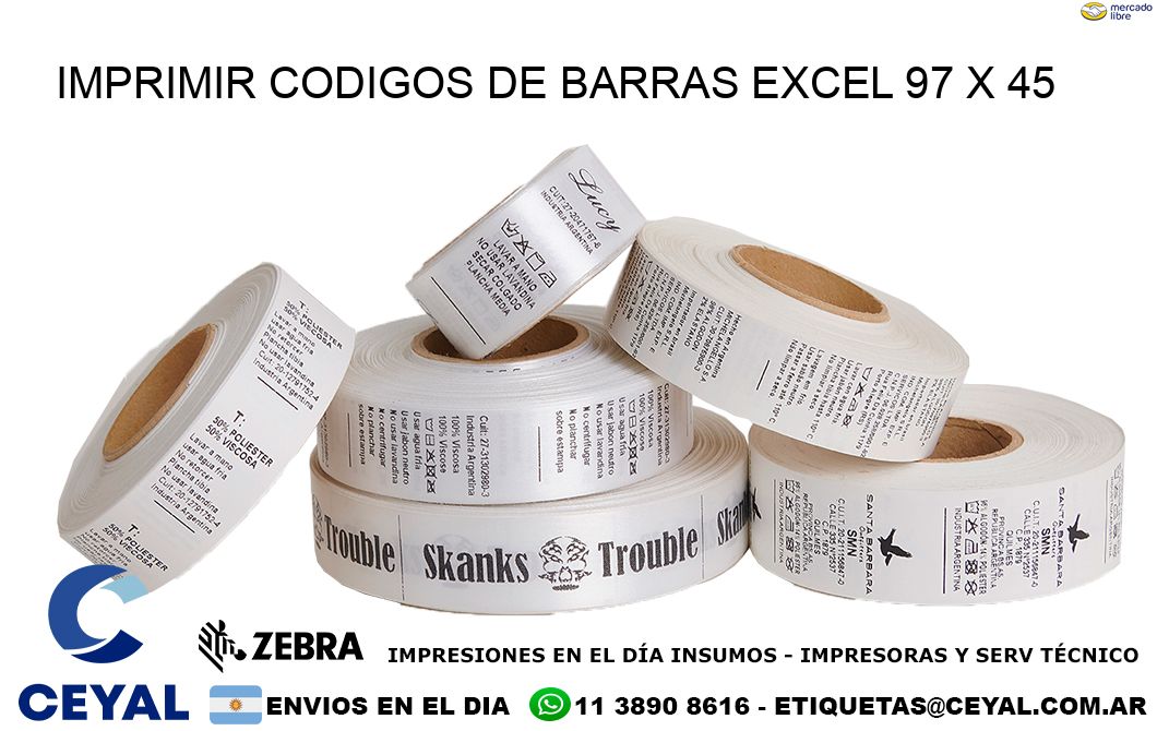 IMPRIMIR CODIGOS DE BARRAS EXCEL 97 x 45