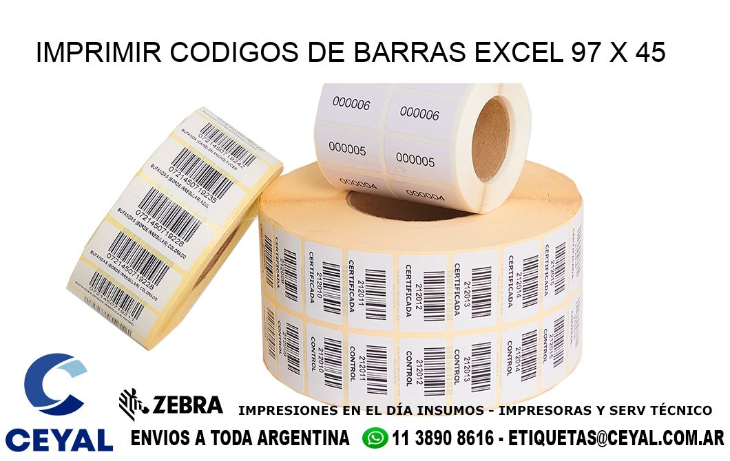 IMPRIMIR CODIGOS DE BARRAS EXCEL 97 x 45