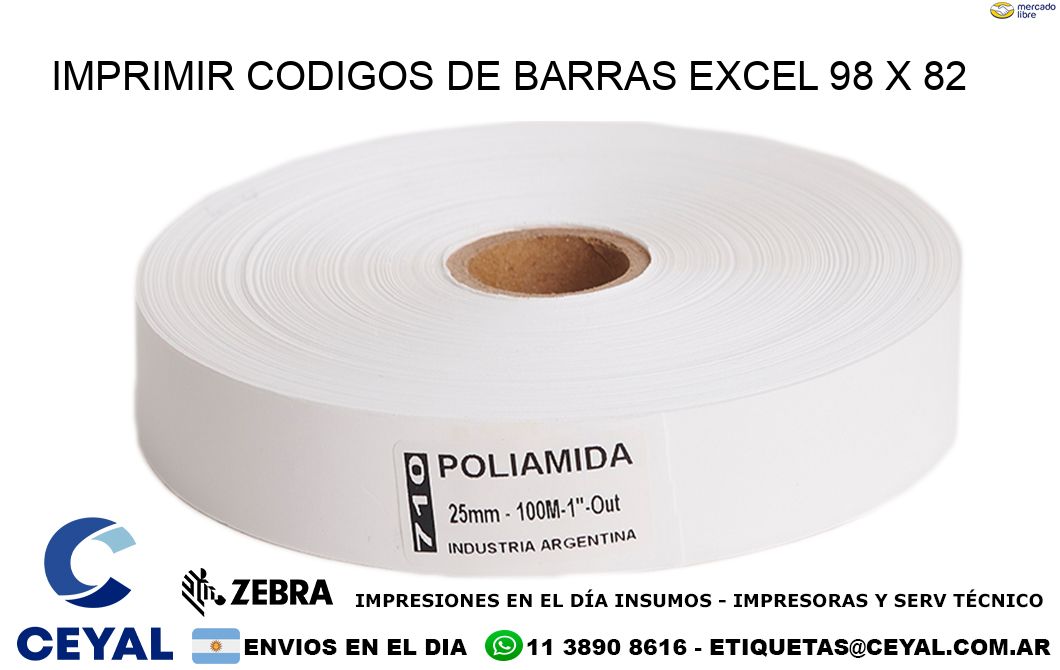 IMPRIMIR CODIGOS DE BARRAS EXCEL 98 x 82