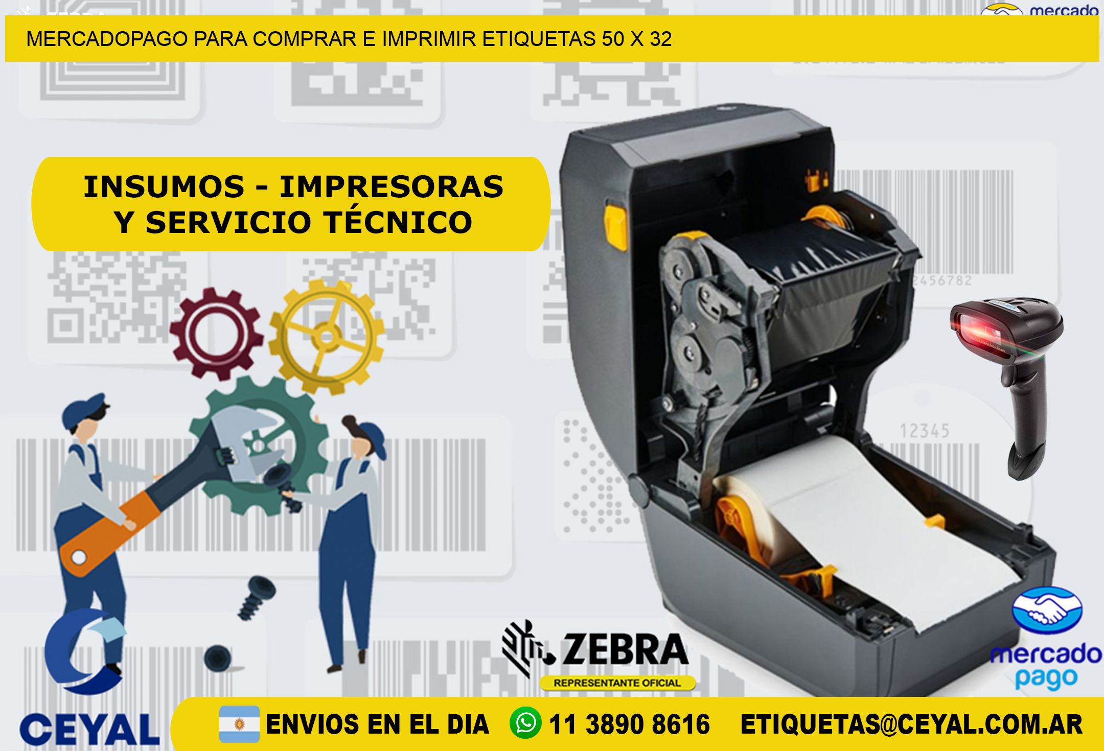 MERCADOPAGO PARA COMPRAR E IMPRIMIR ETIQUETAS 50 x 32