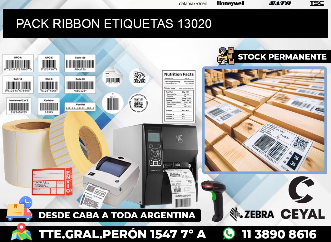 PACK RIBBON ETIQUETAS 13020