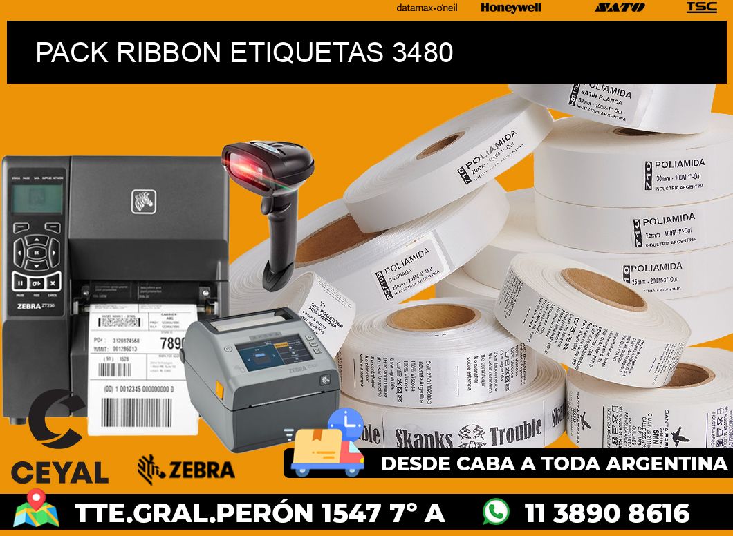 PACK RIBBON ETIQUETAS 3480