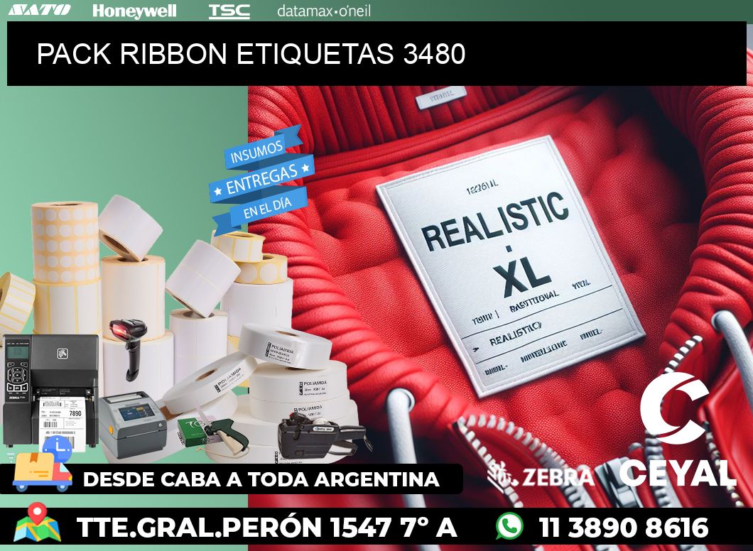 PACK RIBBON ETIQUETAS 3480