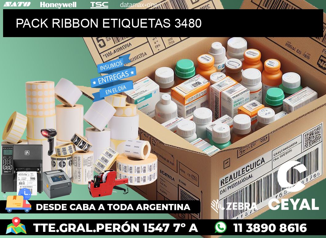 PACK RIBBON ETIQUETAS 3480