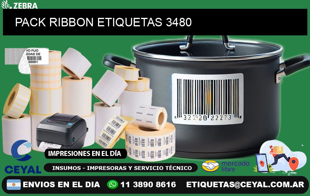 PACK RIBBON ETIQUETAS 3480