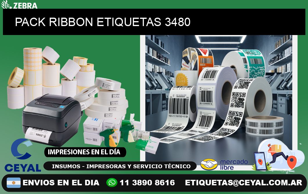 PACK RIBBON ETIQUETAS 3480