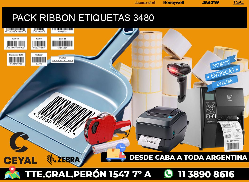 PACK RIBBON ETIQUETAS 3480