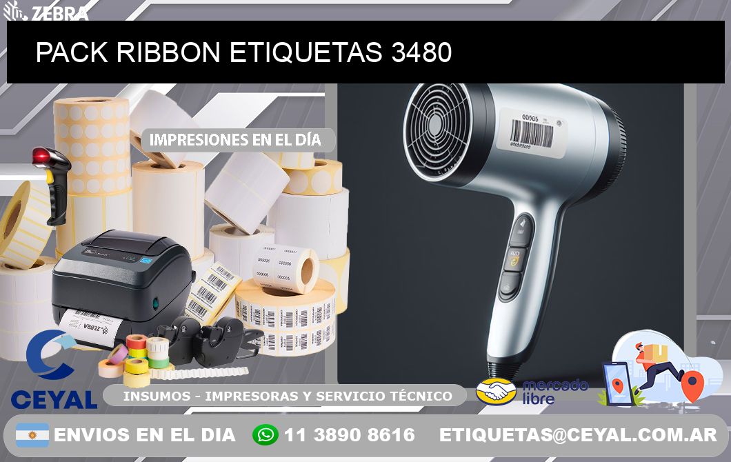 PACK RIBBON ETIQUETAS 3480