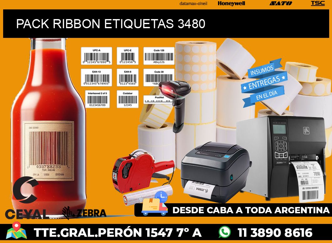 PACK RIBBON ETIQUETAS 3480