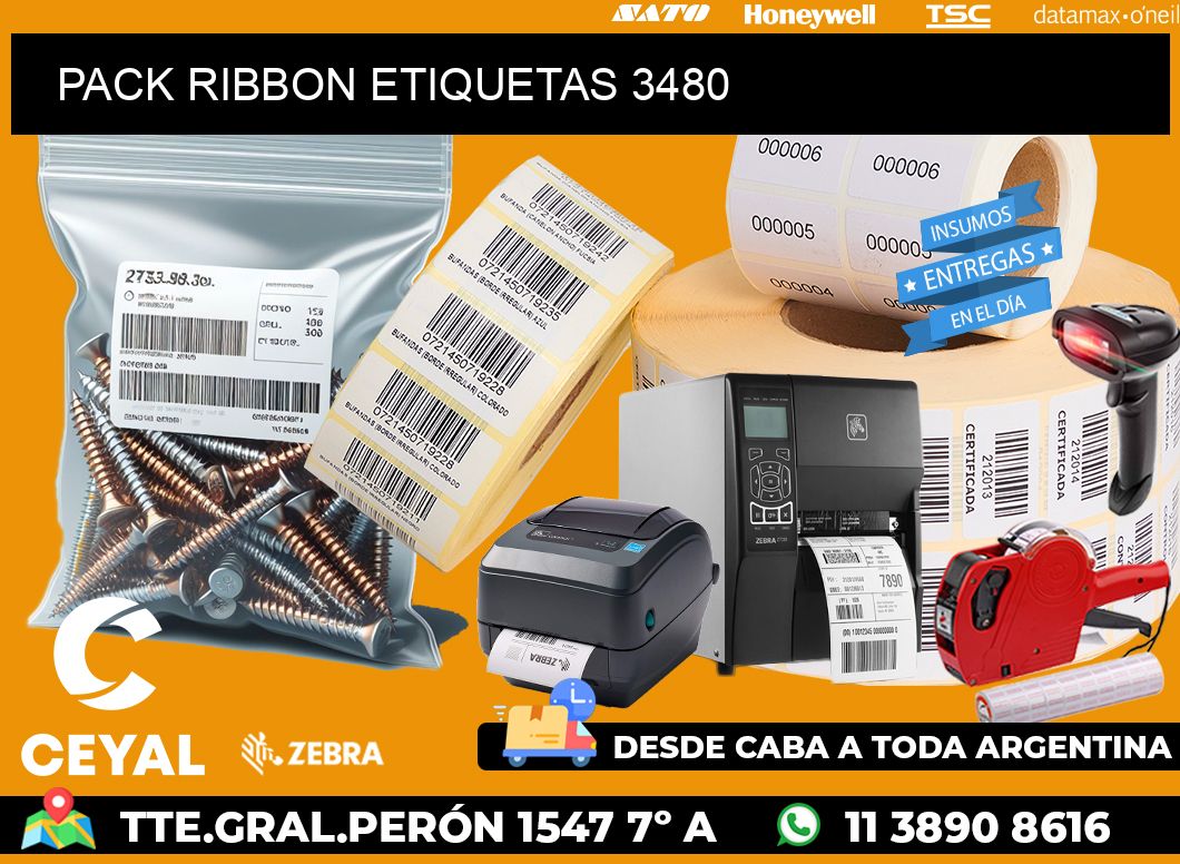 PACK RIBBON ETIQUETAS 3480