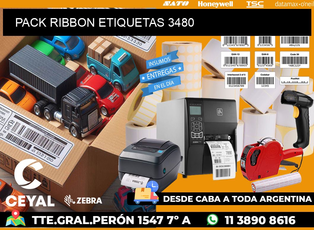 PACK RIBBON ETIQUETAS 3480