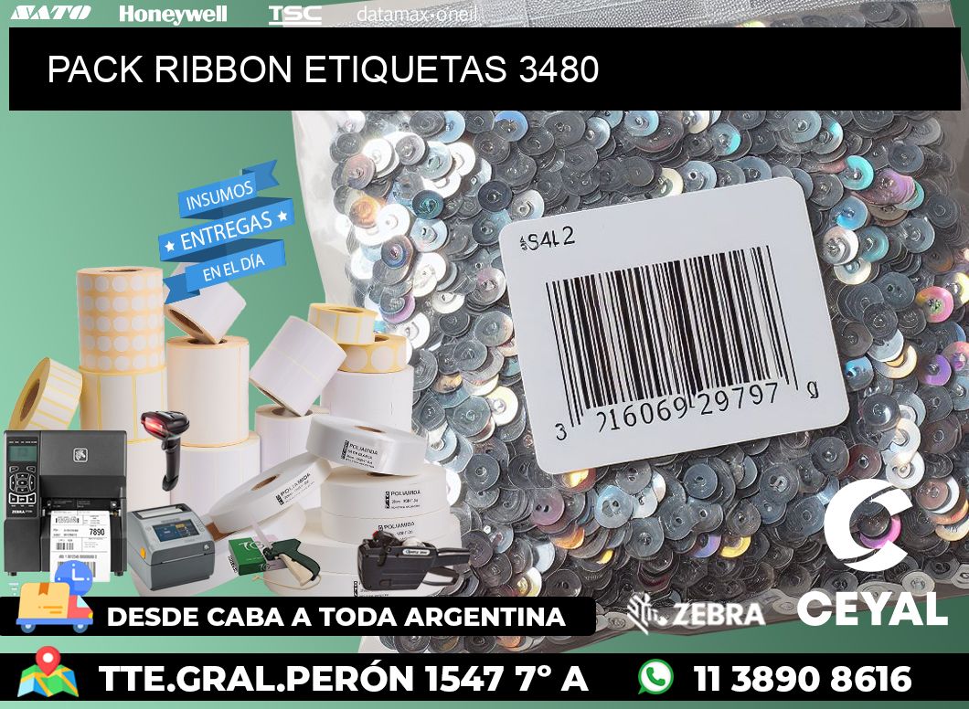 PACK RIBBON ETIQUETAS 3480