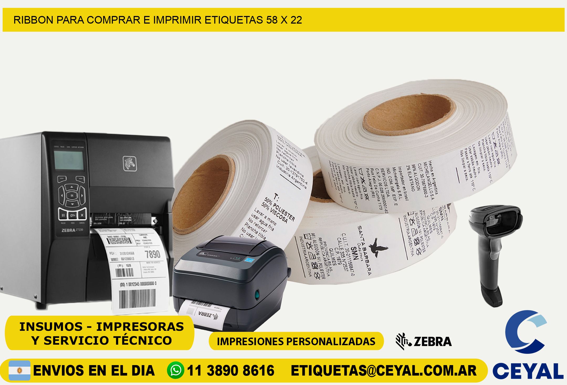 RIBBON PARA COMPRAR E IMPRIMIR ETIQUETAS 58 x 22