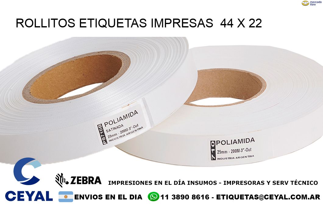 ROLLITOS ETIQUETAS IMPRESAS  44 x 22