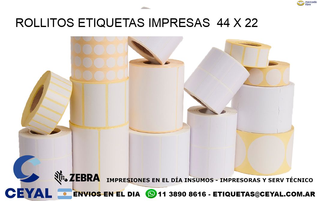 ROLLITOS ETIQUETAS IMPRESAS  44 x 22