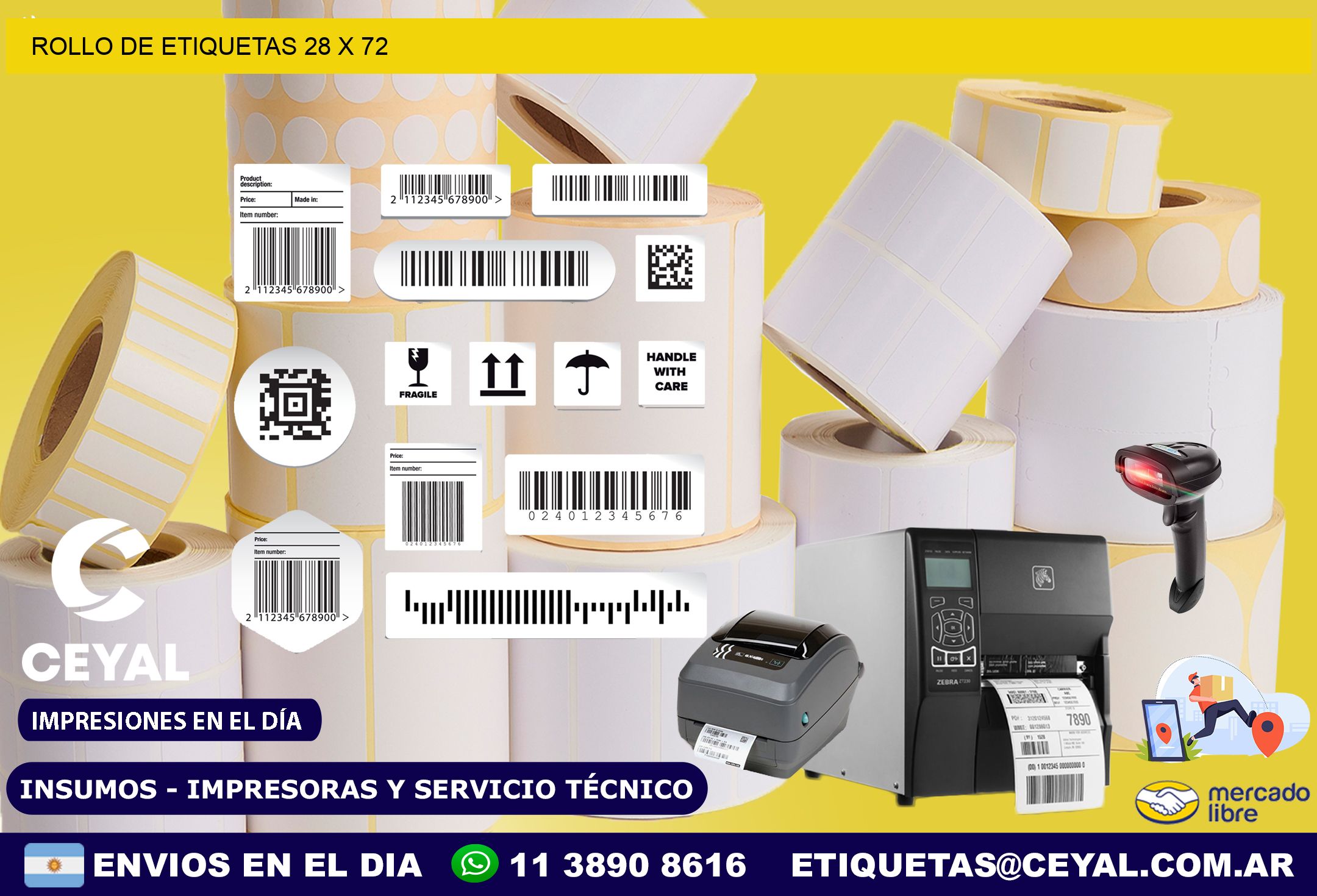 ROLLO DE ETIQUETAS 28 x 72