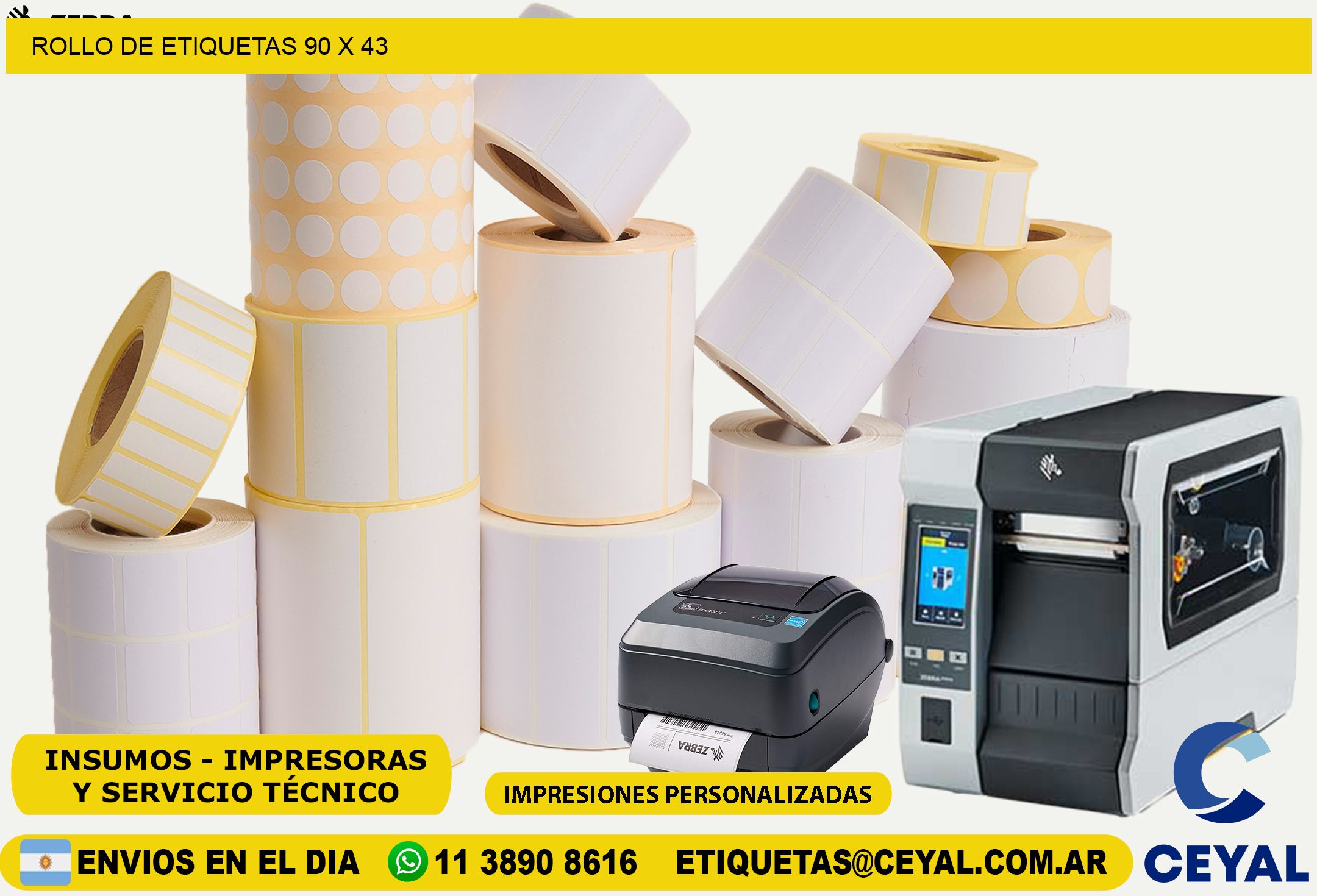 ROLLO DE ETIQUETAS 90 x 43