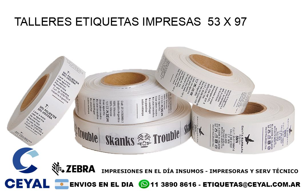 TALLERES ETIQUETAS IMPRESAS  53 x 97