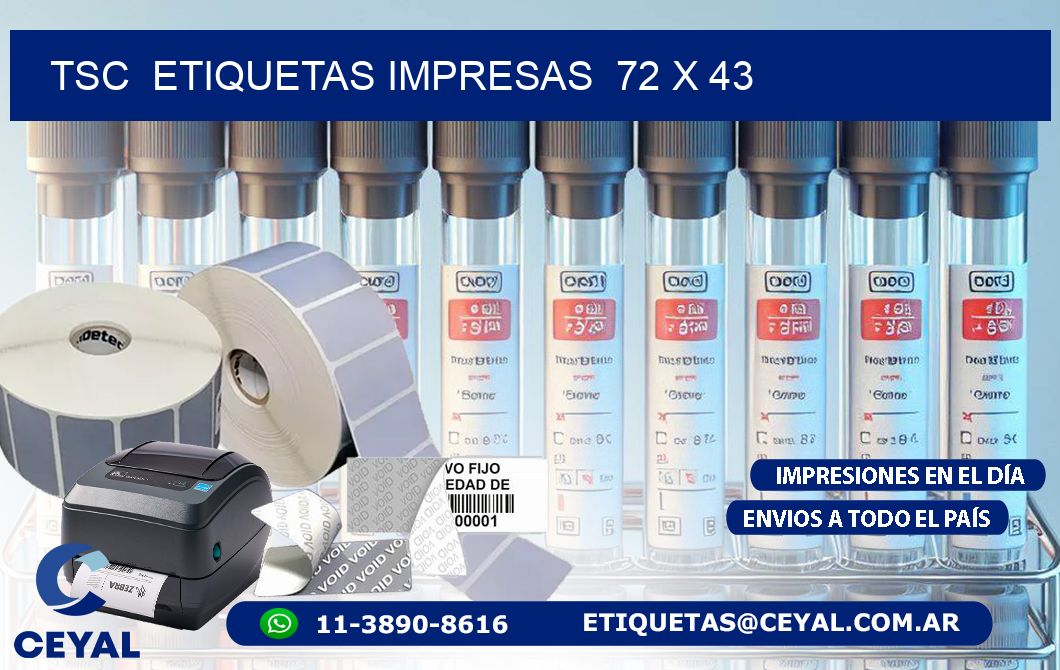 TSC  ETIQUETAS IMPRESAS  72 x 43