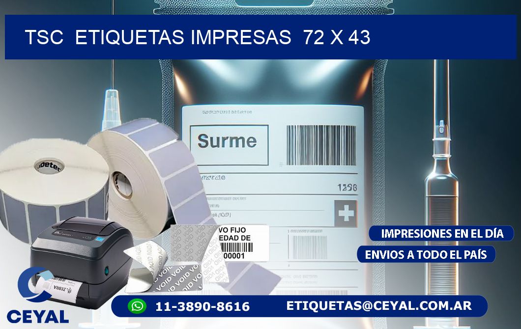 TSC  ETIQUETAS IMPRESAS  72 x 43