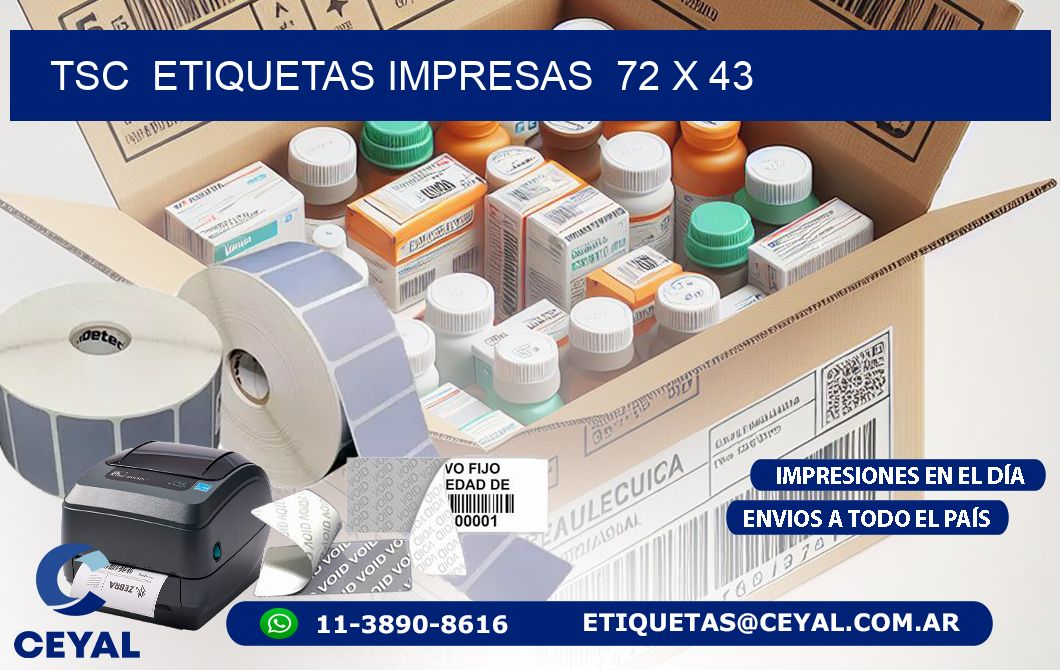 TSC  ETIQUETAS IMPRESAS  72 x 43