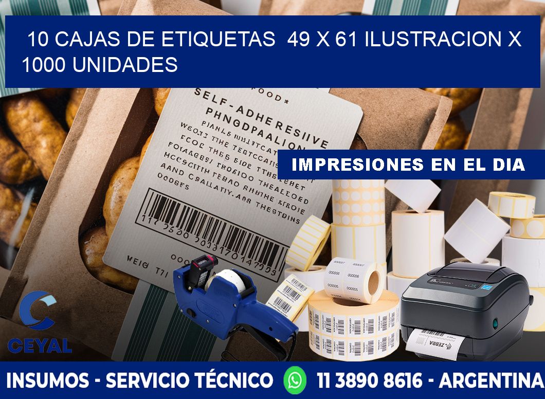 10 CAJAS DE ETIQUETAS  49 x 61 ILUSTRACION X 1000 UNIDADES