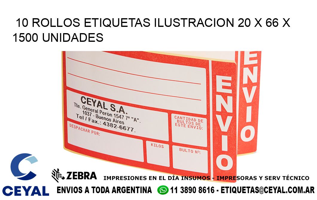 10 ROLLOS ETIQUETAS ILUSTRACION 20 x 66 X 1500 UNIDADES