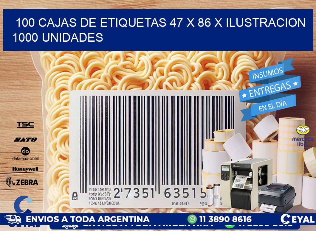 100 CAJAS DE ETIQUETAS 47 x 86 X ILUSTRACION 1000 UNIDADES