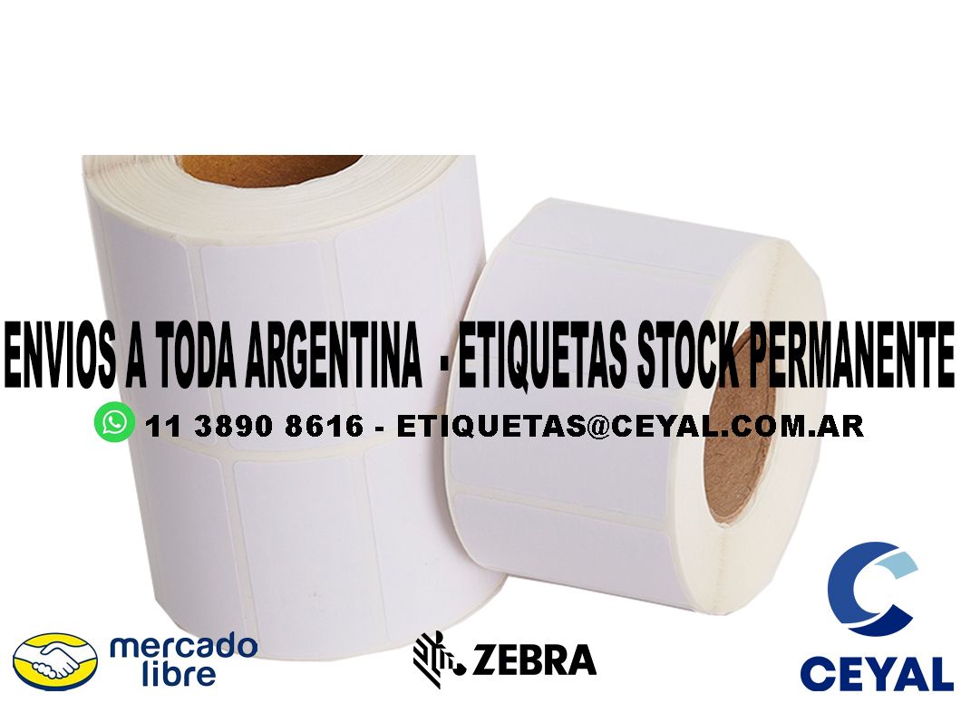 100 CAJAS DE ETIQUETAS TERMICAS 35 x 65 X 2500 UNIDADES