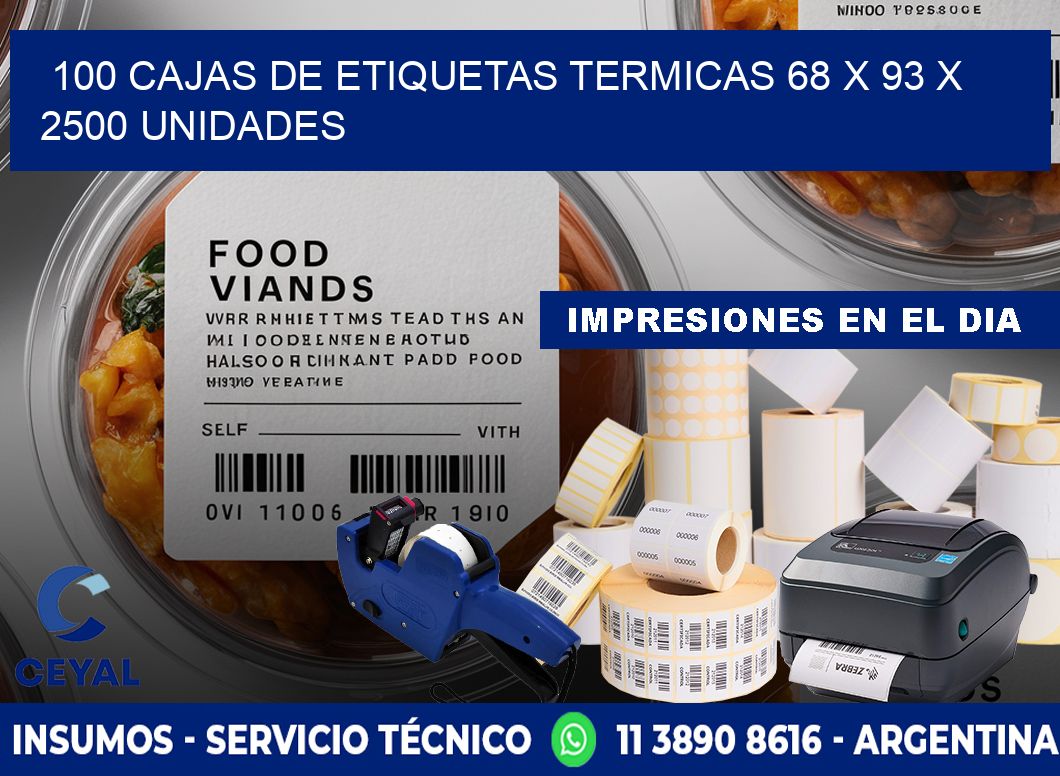 100 CAJAS DE ETIQUETAS TERMICAS 68 x 93 X 2500 UNIDADES