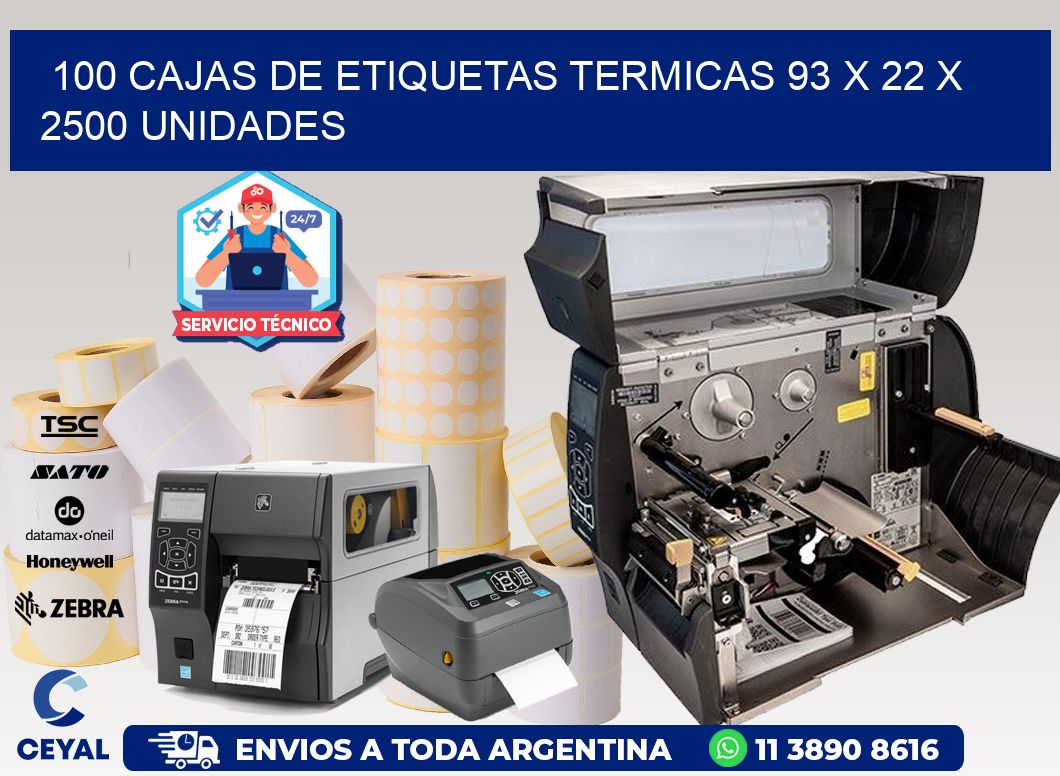 100 CAJAS DE ETIQUETAS TERMICAS 93 x 22 X 2500 UNIDADES