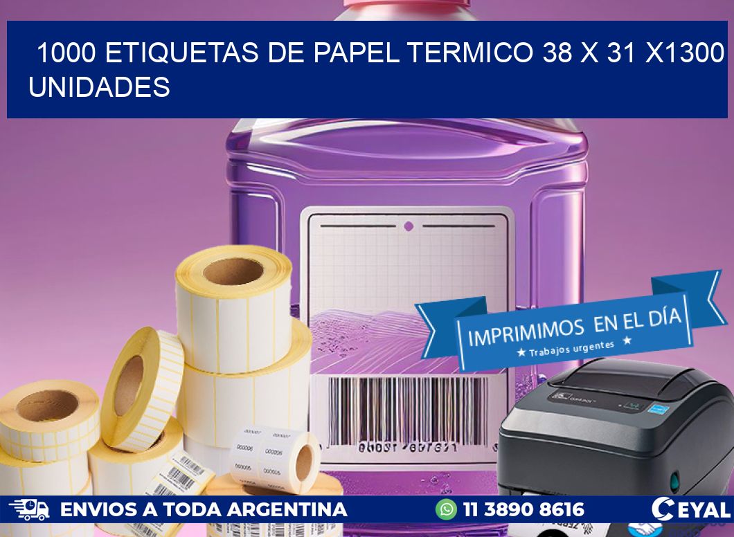 1000 ETIQUETAS DE PAPEL TERMICO 38 x 31 X1300 UNIDADES