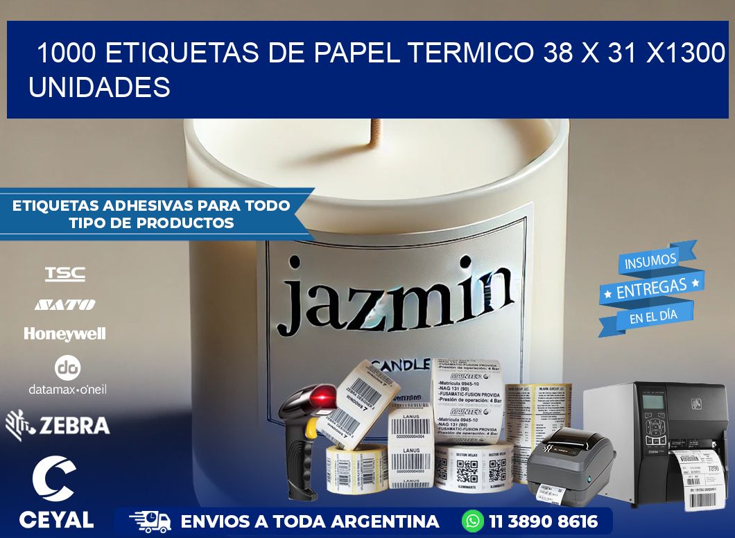 1000 ETIQUETAS DE PAPEL TERMICO 38 x 31 X1300 UNIDADES