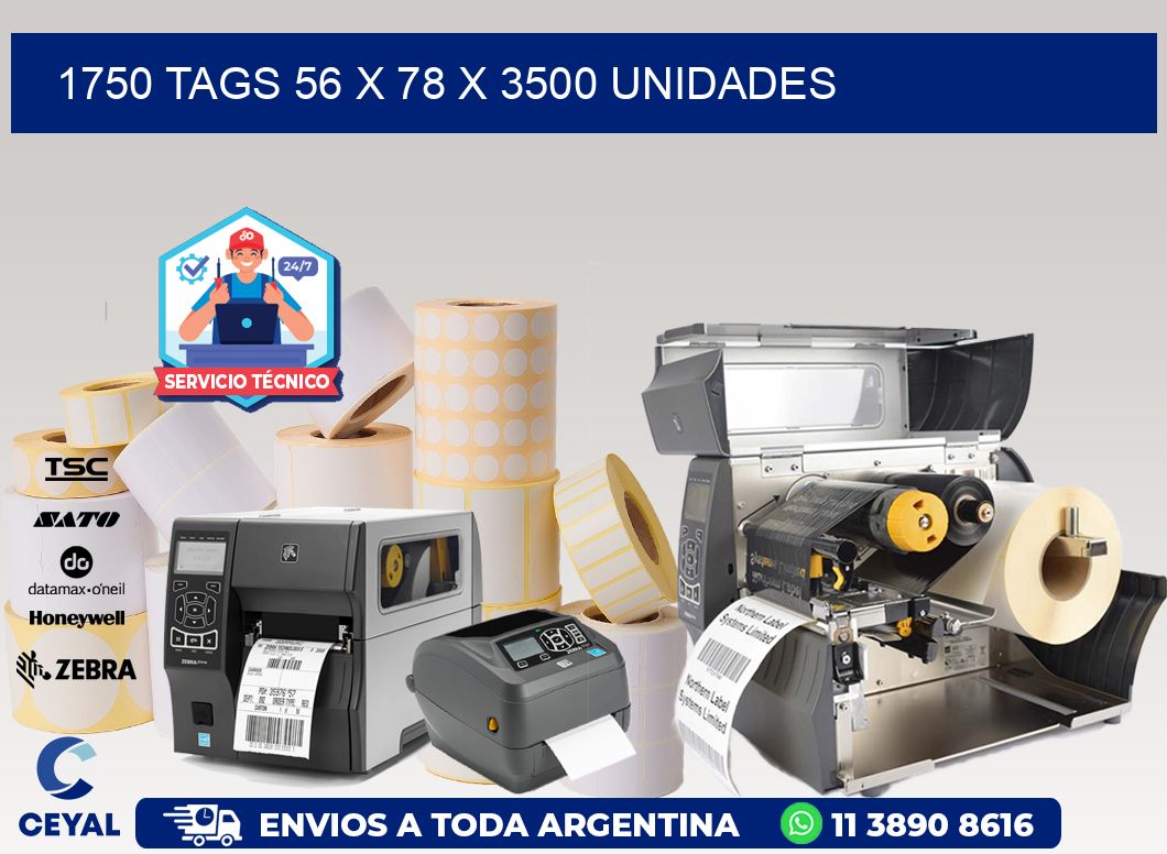 1750 TAGS 56 x 78 X 3500 UNIDADES