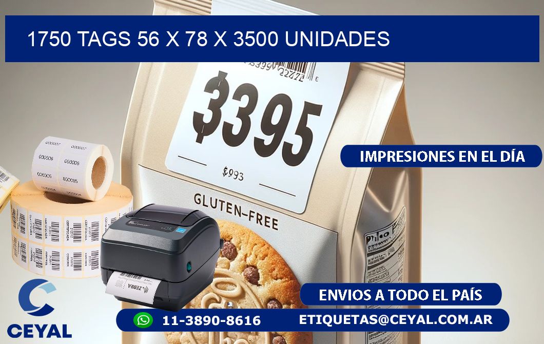 1750 TAGS 56 x 78 X 3500 UNIDADES